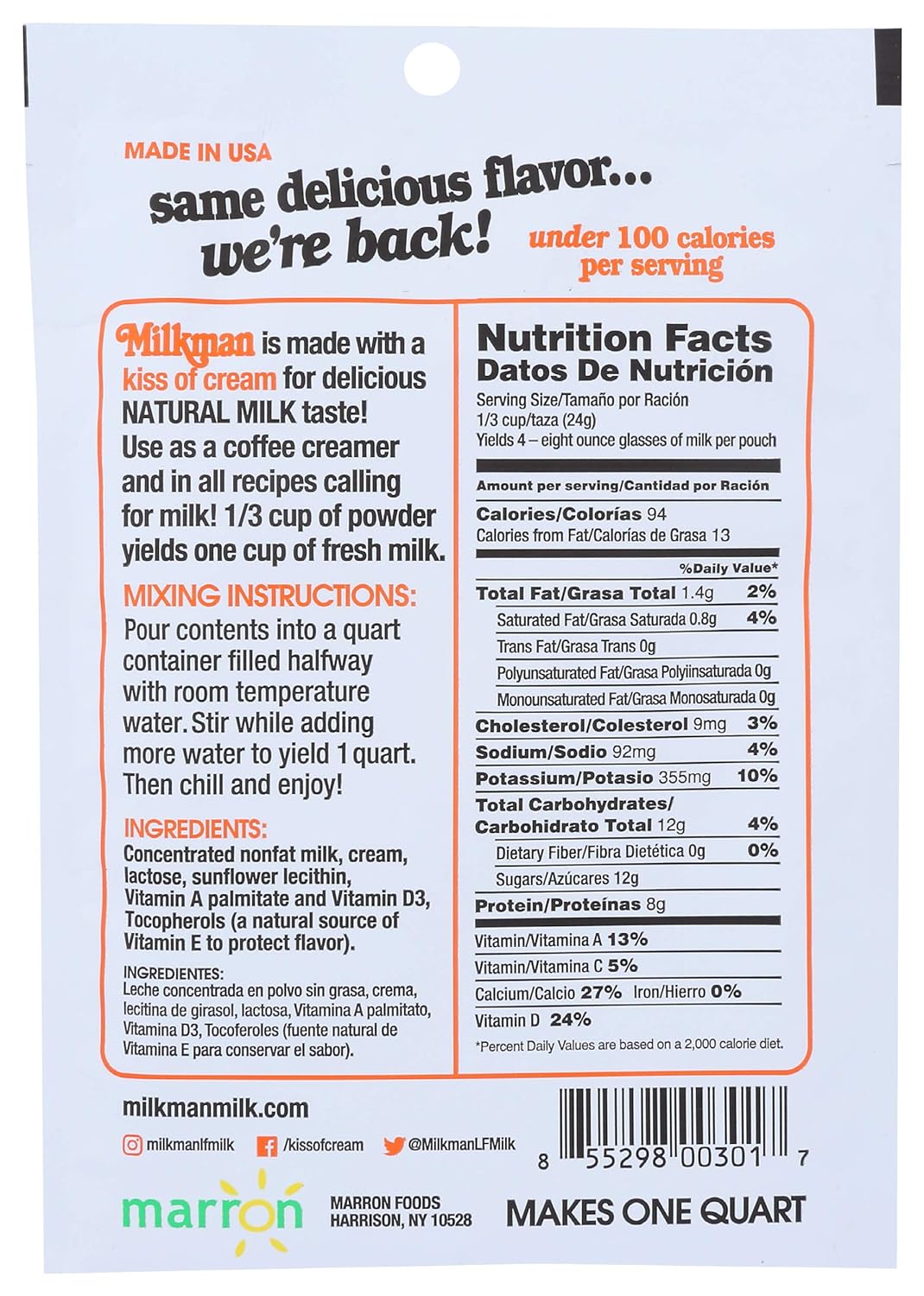 Milkman Low-fat Milk - Instant Dry Milk Powder (1 Pack) - Image 2